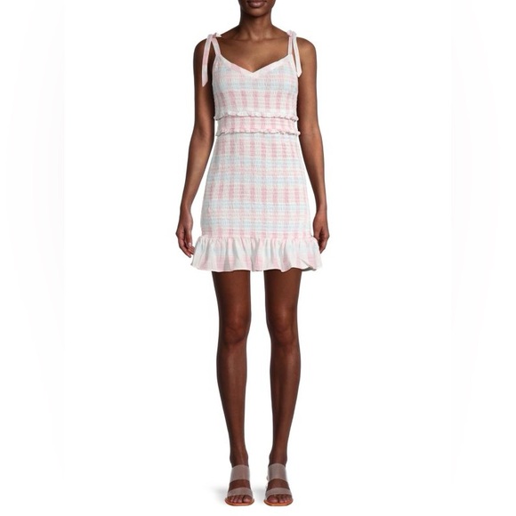 BCBGeneration Checked Smocked Halter Dress - Picture 1 of 8
